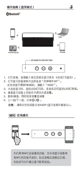 漫步者M7产品使用说明书