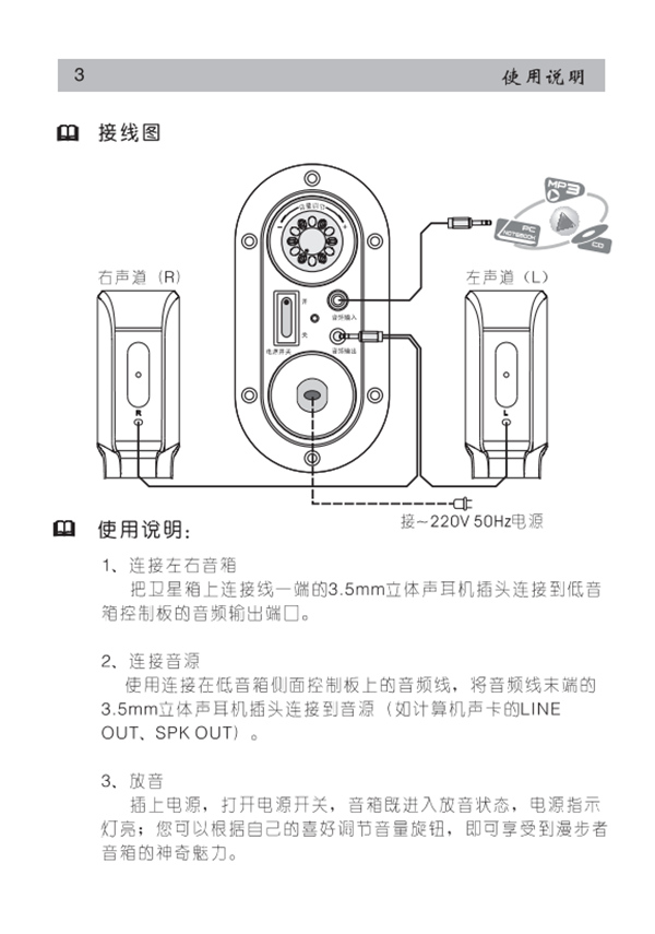 漫步者R101V桌面音响的产品使用说明书