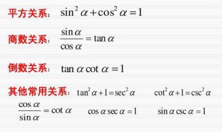 sin,cos,tan等量关系式 sin cos tan关系式