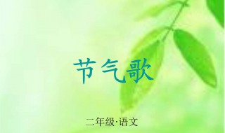 二十四节气歌 二十四节气歌对应的节气