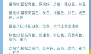 衣服颜色搭配口诀表（夏季衣服颜色搭配口诀表）