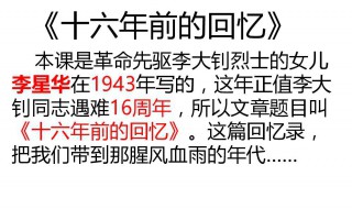 十六年前的回忆主要内容（十六年前的回忆主要内容概括30字）