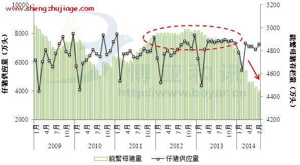 能繁母猪存栏量环比下降1.2％，未来生猪供给减少幅度或低于预期