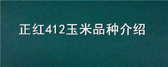 正红412玉米品种介绍