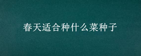 春天适合种什么菜种子（冬天适合种什么菜种子）