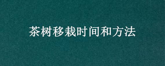 茶树移栽时间和方法（茶树移栽最佳时间）