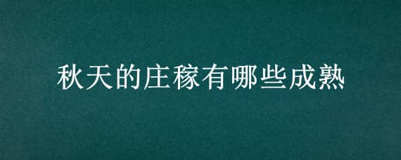 秋天的庄稼有哪些成熟 秋天的庄稼有哪些成熟的植物