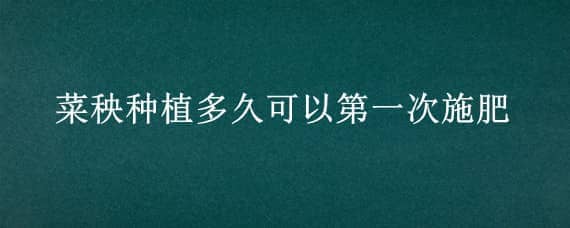 菜秧种植多久可以第一次施肥 种菜需要多久施一次肥