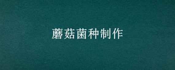 蘑菇菌种制作