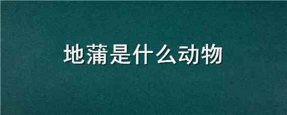 地蒲是什么动物（地蒲是什么样子的）