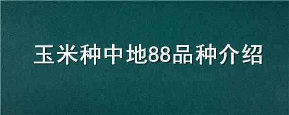 玉米种中地88品种介绍（玉米中地88春种）