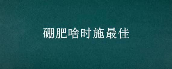 硼肥啥时施最佳（硼肥啥时施最佳百度）