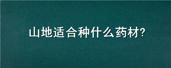 山地适合种什么药材（山地适合种植什么药材）