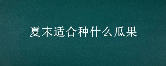 夏末适合种什么瓜果