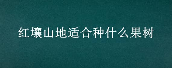 红壤山地适合种什么果树