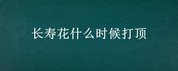 长寿花什么时候打顶 长寿花什么时候打顶摘心