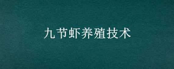 九节虾养殖技术（九节虾养殖技术图片）