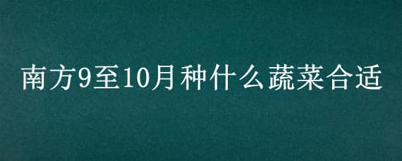 南方9至10月种什么蔬菜合适（南方九月种植什么蔬菜）