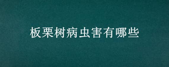 板栗树病虫害有哪些