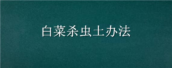 白菜杀虫土办法（白菜不生虫土办法用什么治）