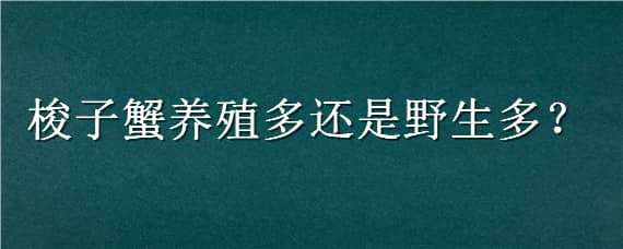 梭子蟹养殖多还是野生多