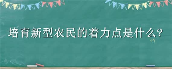 培育新型农民的着力点是什么