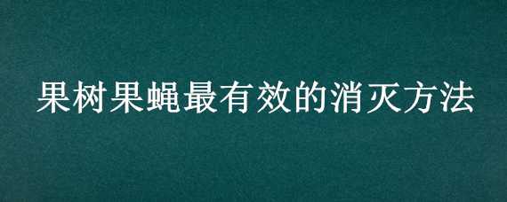 果树果蝇最有效的消灭方法 果树果蝇最有效的消灭方法是什么