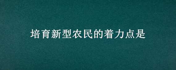 培育新型农民的着力点是 培育新型农民的着力点是哪些