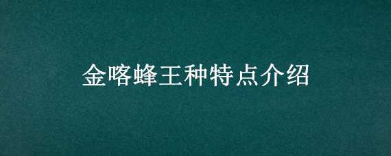 金喀蜂王种特点介绍（金喀蜂王种特点介绍图片）