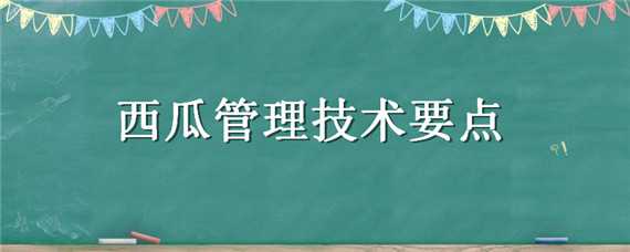 西瓜管理技术要点（西瓜的管理技术）