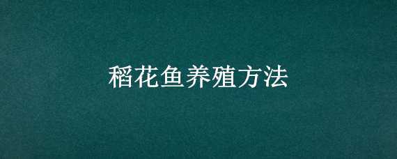 稻花鱼养殖方法（稻花鱼养殖方法视频）