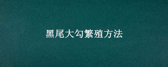 黑尾大勾繁殖方法