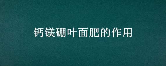 钙镁硼叶面肥的作用