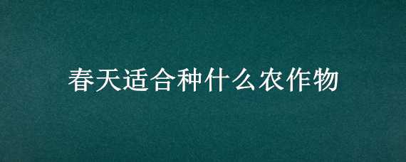 春天适合种什么农作物