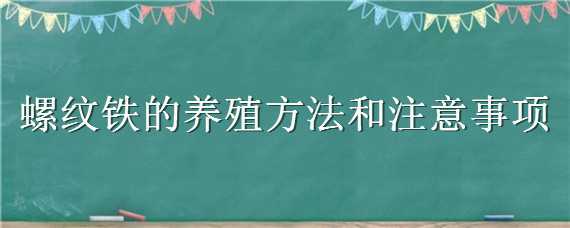 螺纹铁的养殖方法和注意事项 螺纹铁的养殖方法和注意事项是什么