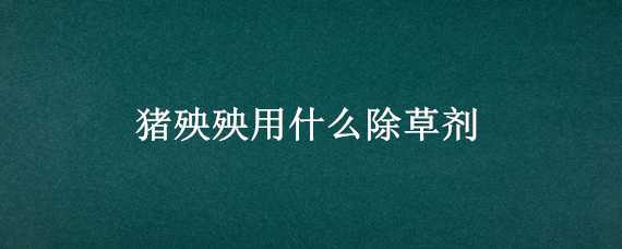 猪殃殃用什么除草剂 猪殃殃用什么除草剂效果最好