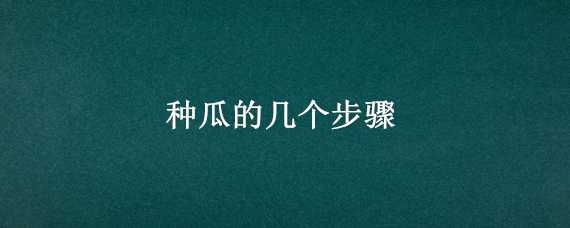 种瓜的几个步骤（种瓜有几个步骤）