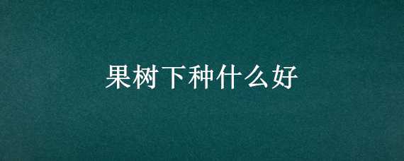 果树下种什么好（果树下种什么合适）