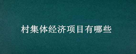 村集体经济项目有哪些（村集体经济项目有哪些内容）