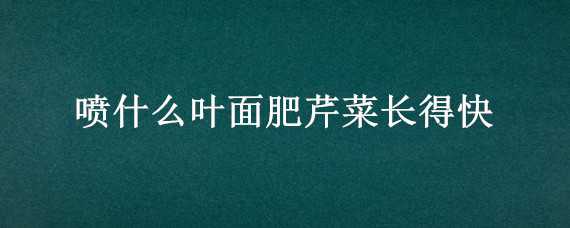 喷什么叶面肥芹菜长得快