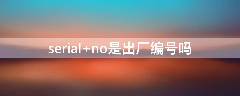 serial no是出厂编号吗