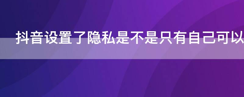 抖音设置了隐私是不是只有自己可以看