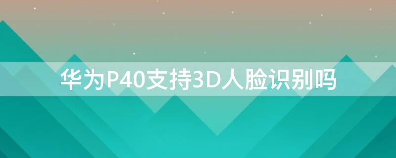 华为 P40 Pro支持3D人脸识别吗