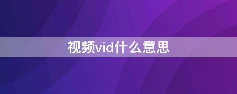 视频vid什么意思