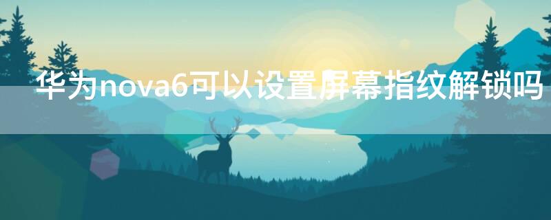 华为nova6可以设置屏幕指纹解锁吗