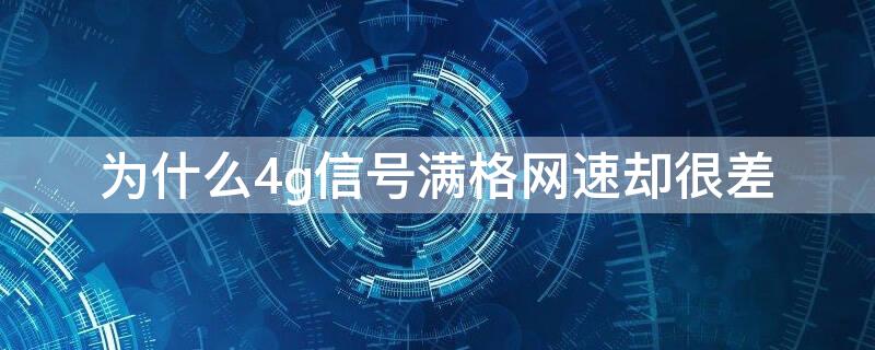 为什么4g信号满格网速却很差