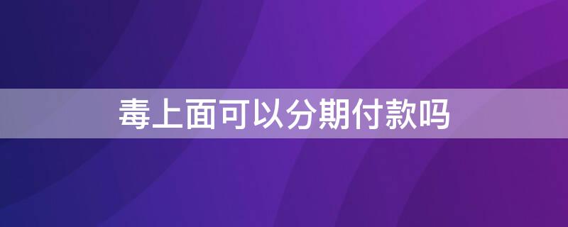 毒上面可以分期付款吗