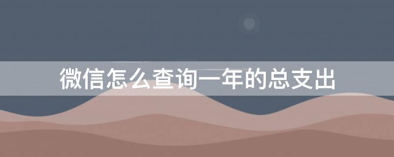 微信怎么查询一年的总支出 微信如何查一年的总支出