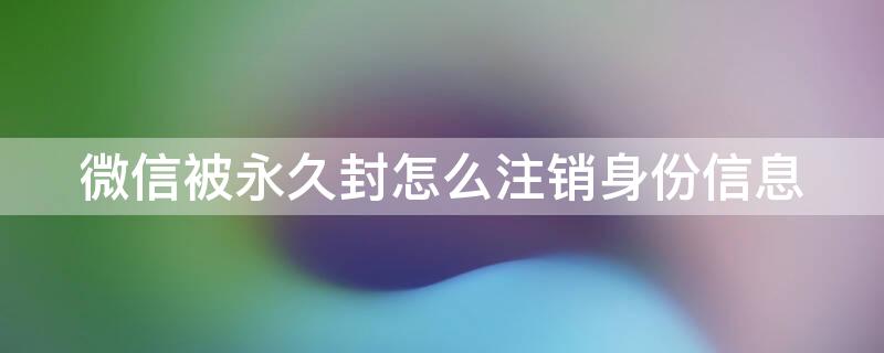 微信被永久封怎么注销身份信息 微信封了怎么注销身份信息