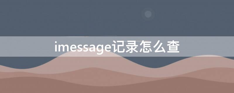 imessage记录怎么查